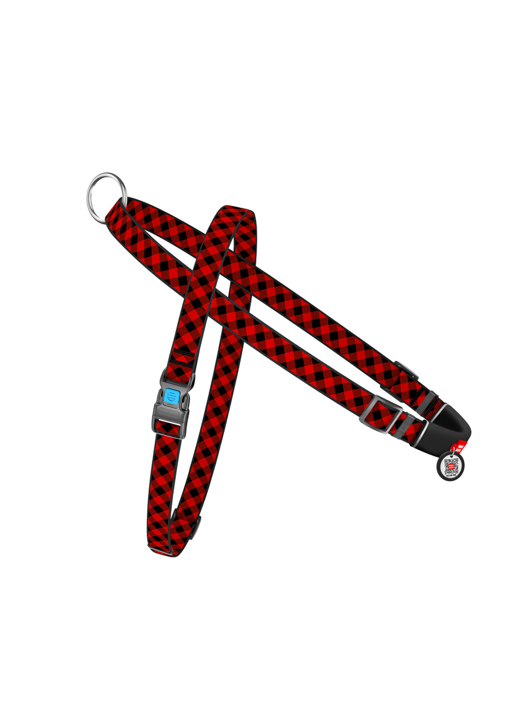 Шлея для собак швидкознімний з QR паспортом, малюнок "Шотландка червона" L WAUDOG (257082143)