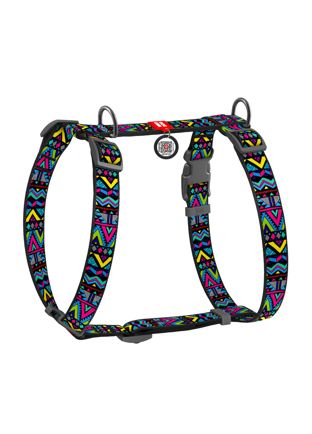 Шлея для собак анатомічний H-подібний з QR-паспортом, малюнок "Інді" S WAUDOG (257085261)