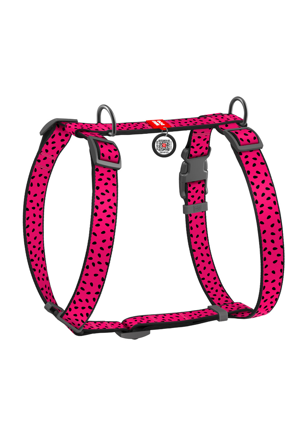 Шлея для собак анатомічний H-подібний з QR-паспортом, малюнок "Кавун" S WAUDOG (257086119)