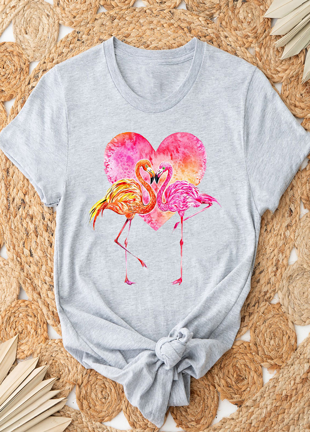 Серая демисезон футболка женская серая flamingo love Love&Live