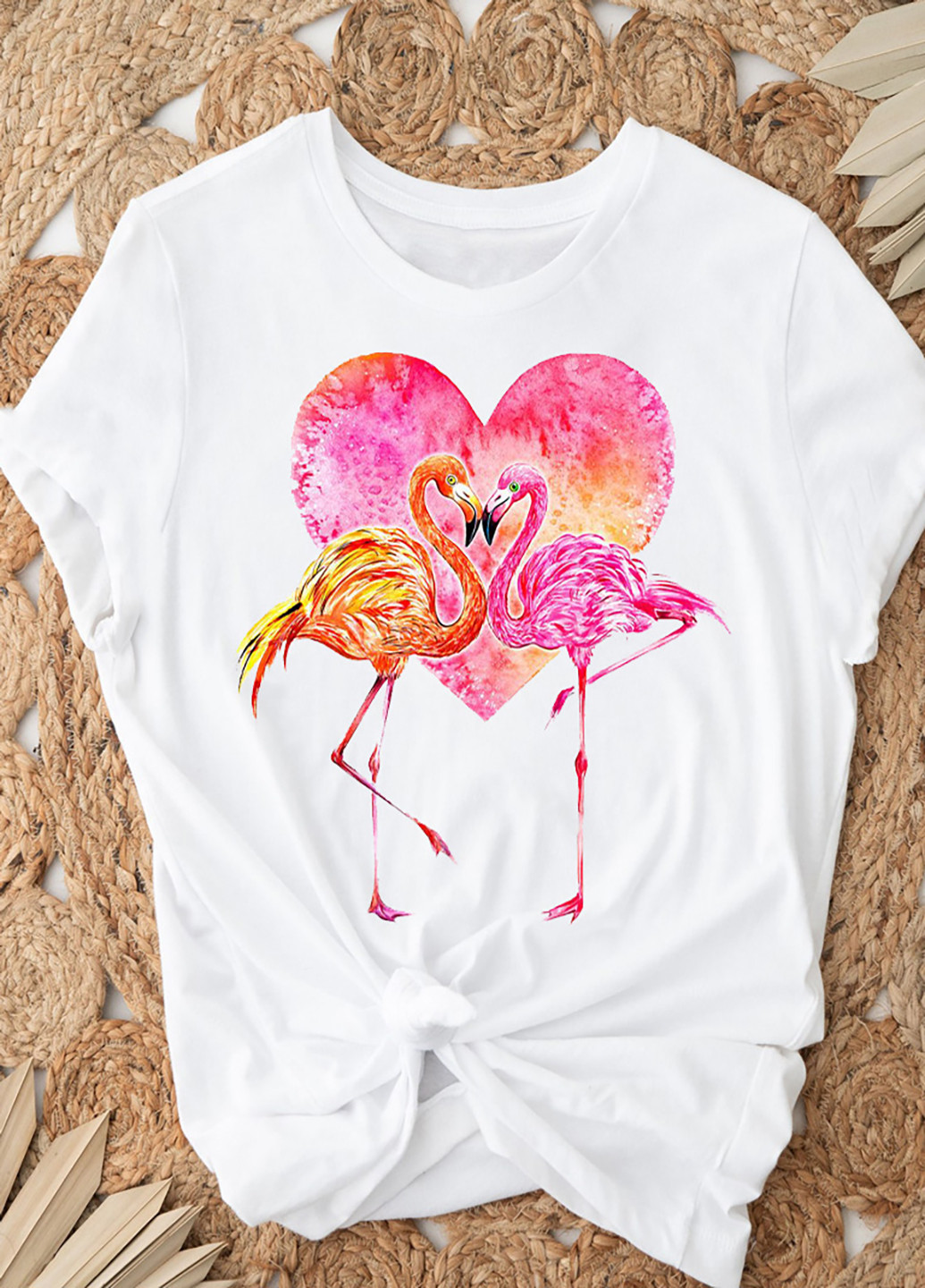 Белая демисезон футболка женская белая flamingo love Love&Live