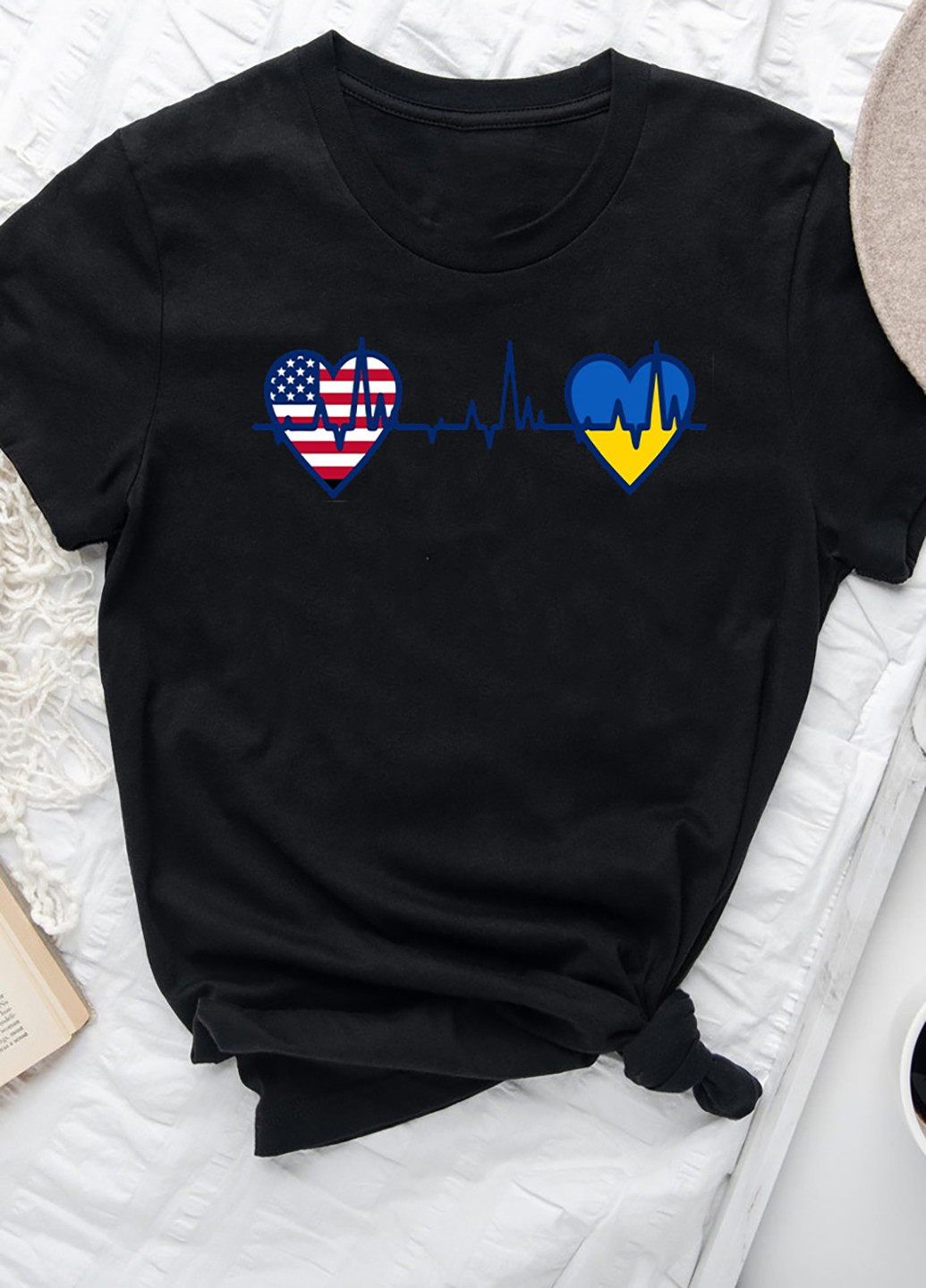 Чорна демісезон футболка жіноча чорна usa ukraine Love&Live
