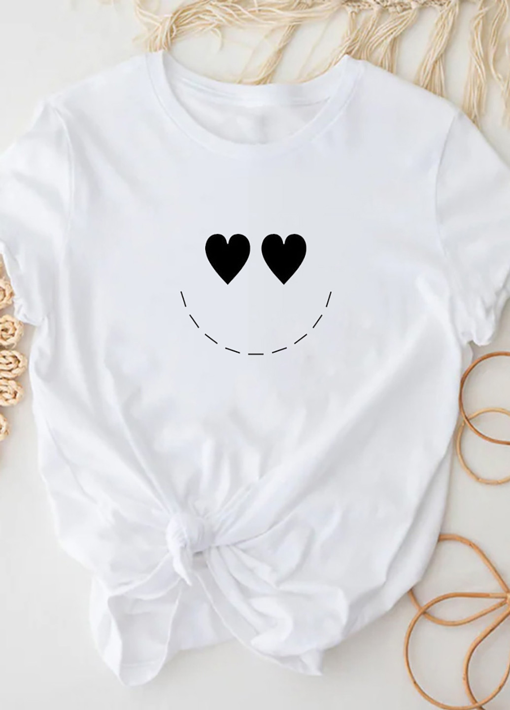 Біла демісезон футболка жіноча біла smiling smiley Love&Live