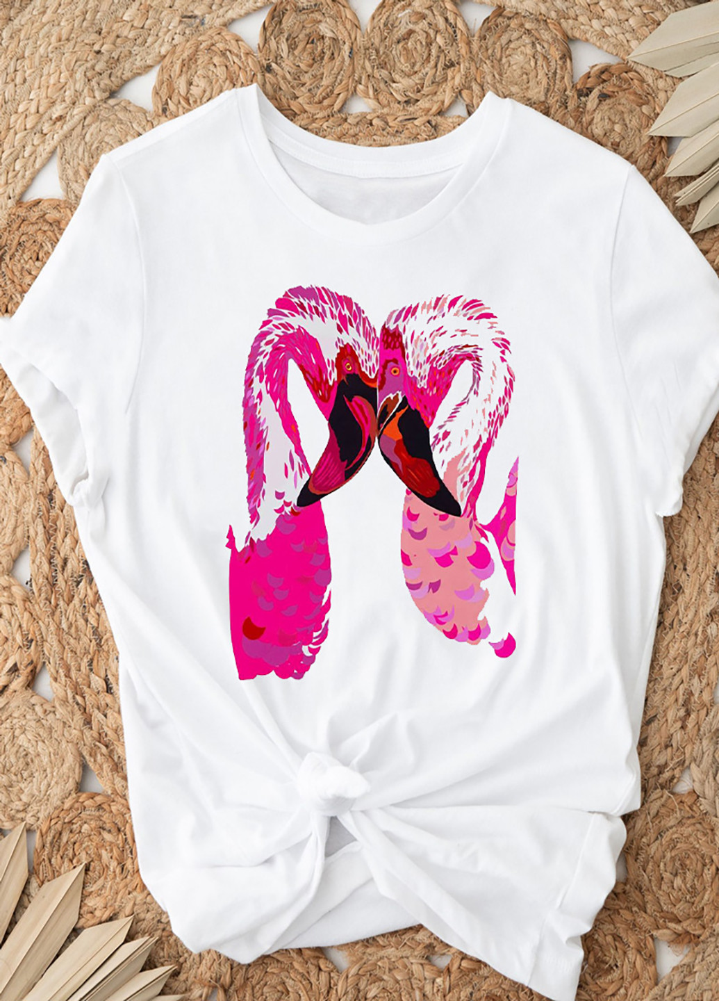 Белая демисезон футболка женская белая flamingo love-2 Love&Live