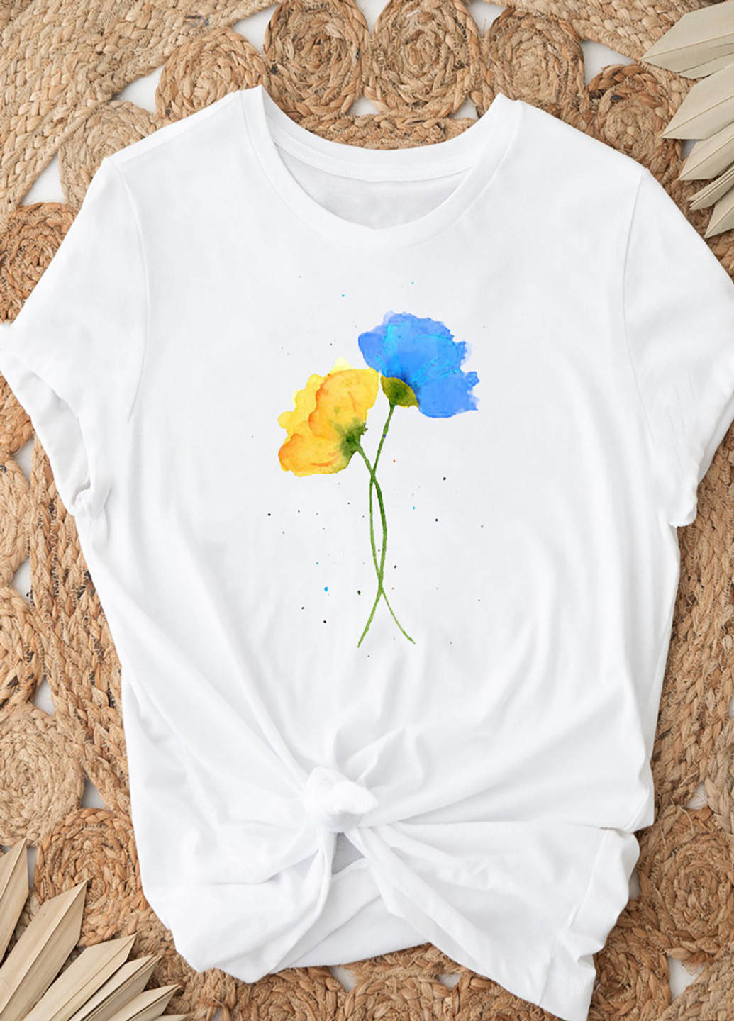 Белая демисезон футболка женская белая flowers of ukraine Love&Live