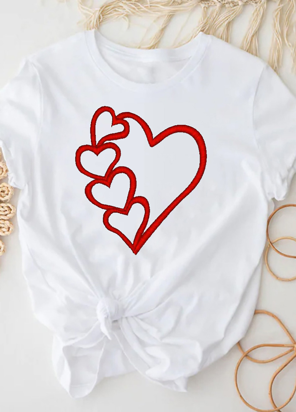 Біла демісезон футболка жіноча біла 5 hearts Love&Live