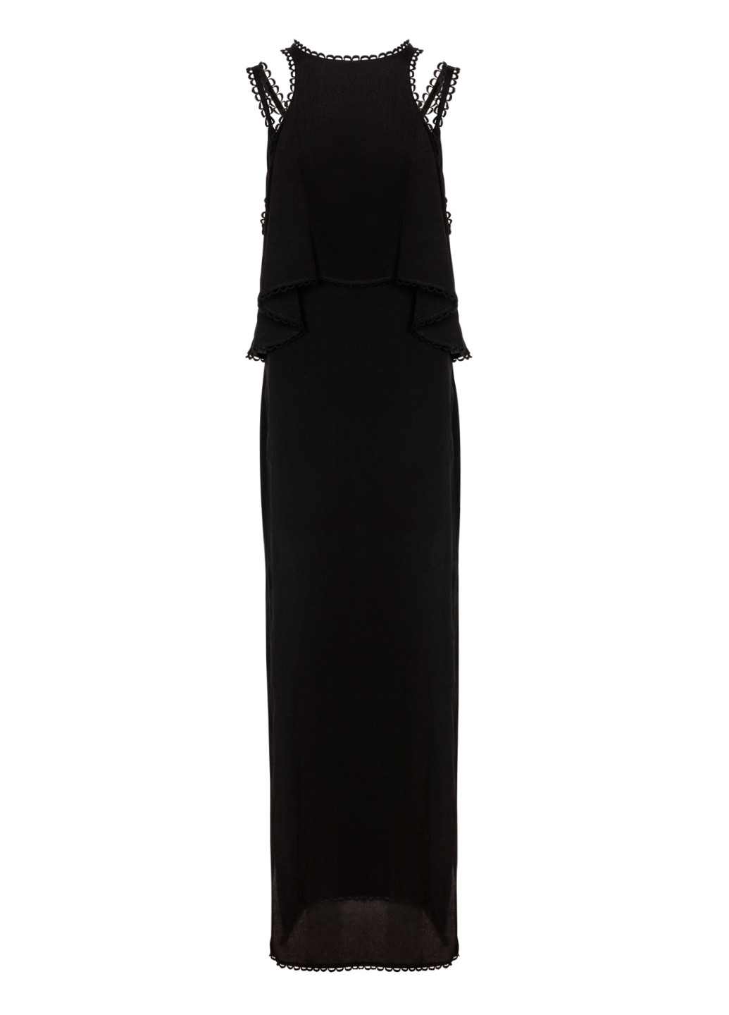 Черное повседневный черное макси платье-сарафан с открытыми плечами Elliatt однотонное
