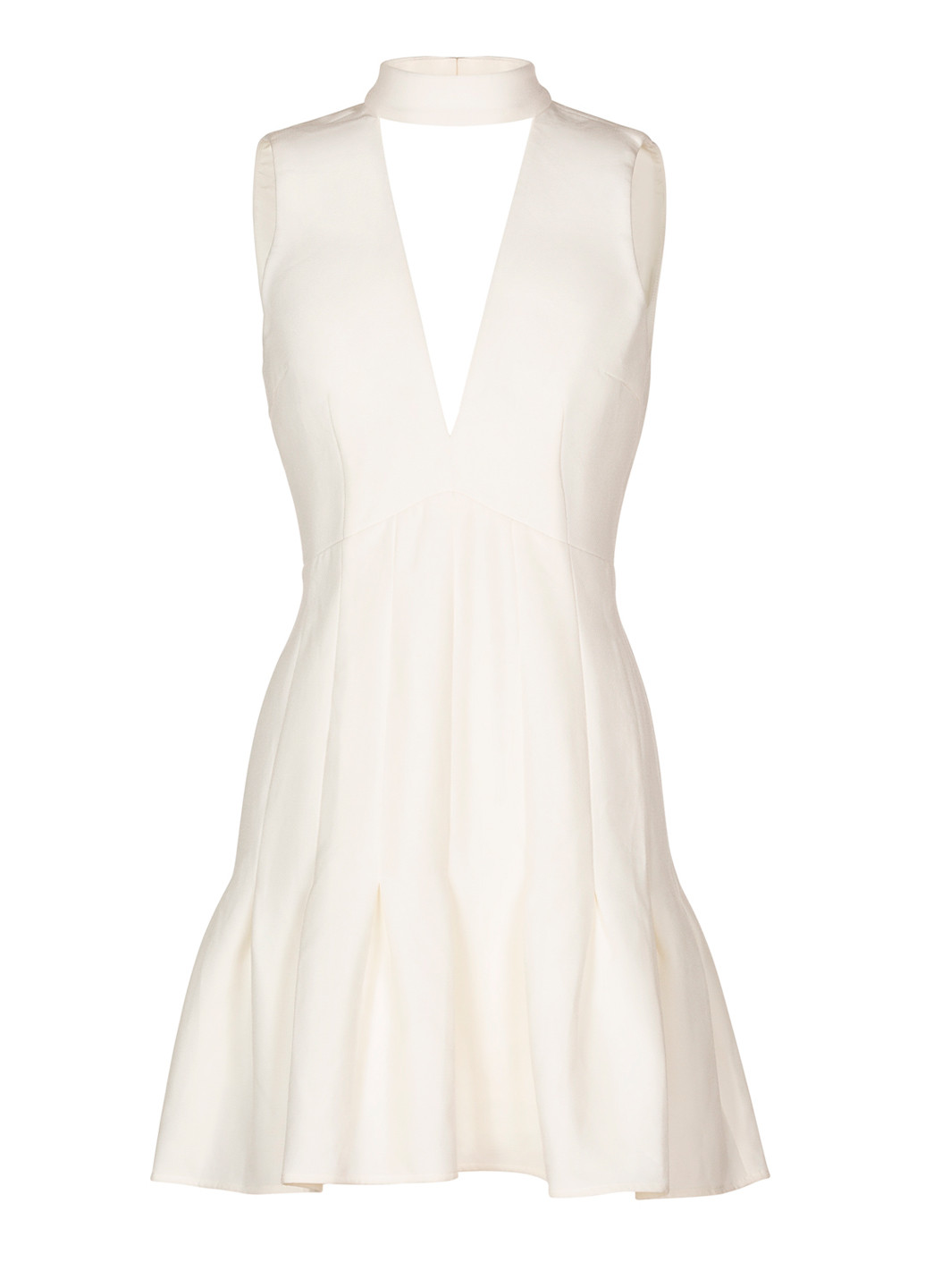 Белое коктейльное мини платье с глубоким декольте the label клеш, с открытой спиной, а-силуэт, с открытыми плечами Keepsake однотонное