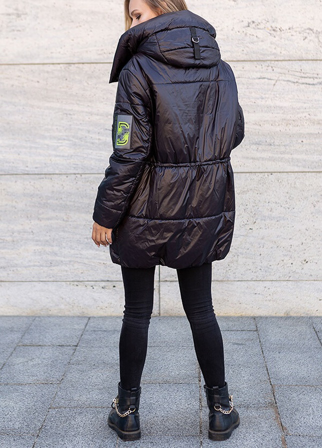 Черная демисезонная куртка женская демисезонная удниненная тина оверсайз MioRichi