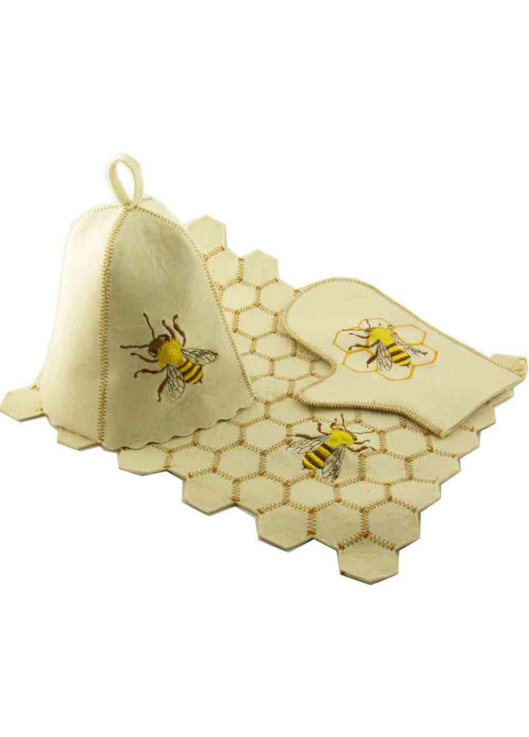 Набір для лазні Бджілка з білої повсті Sauna pro (257098941)