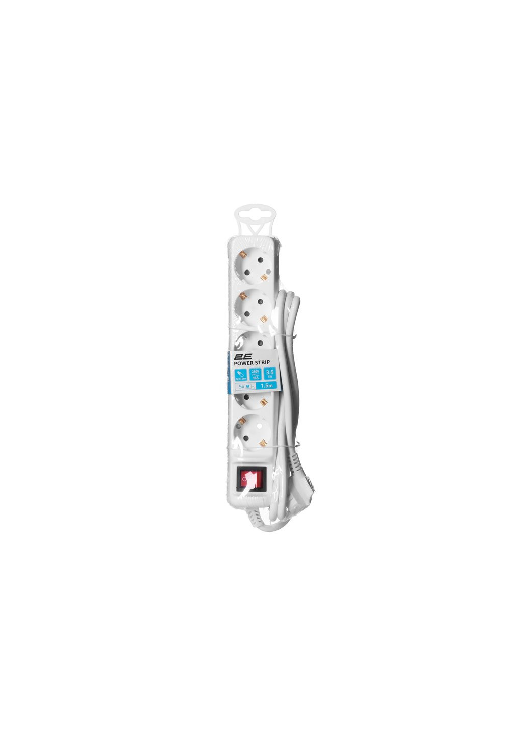 Мережевий подовжувач 5XSchuko з вимикачем,1.5м, white (-U05ESM1.5) 2E (257143364)