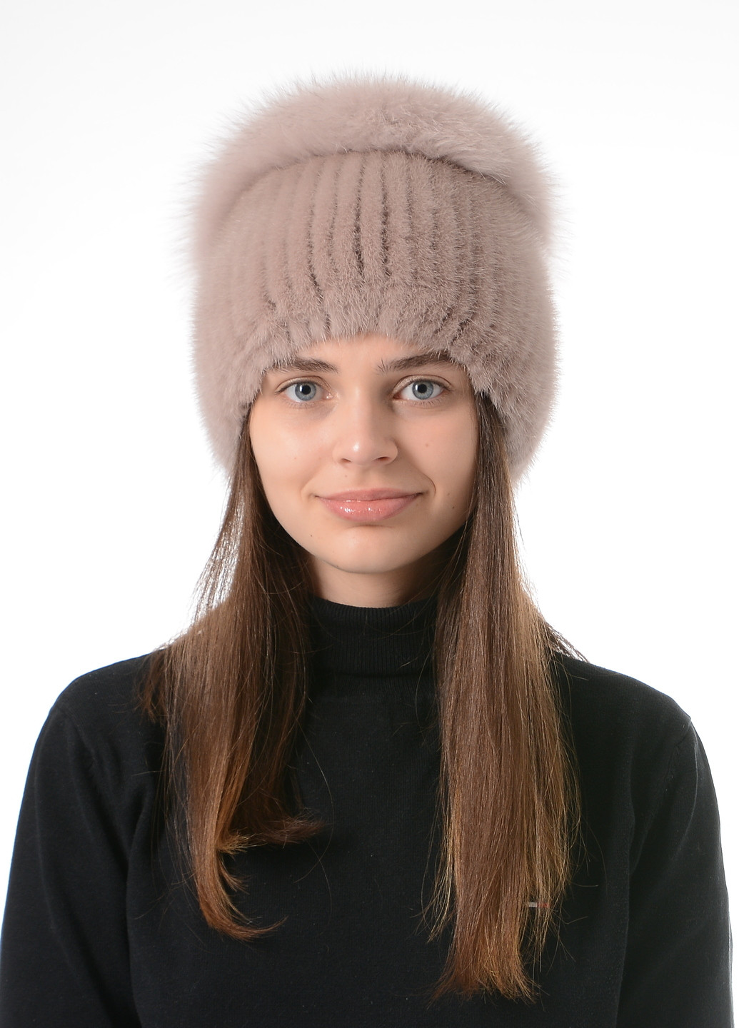 Жіноча зимова тепла норкова шапка на в'язаній основі Меховой Стиль колибри (257161617)