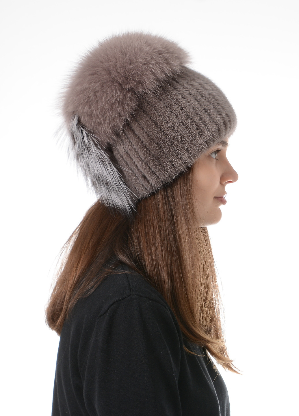 Женская зимняя теплая норковая шапка на вязаной основе Меховой Стиль колибри (257161610)