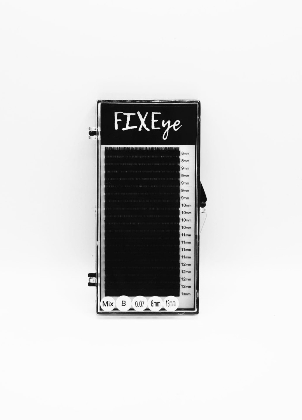 Вії для нарощування 20 ліній MIX чорні, вигин B, товщина 0.07мм, довжина 8-13 FIXEye SILK LASH (257161328)
