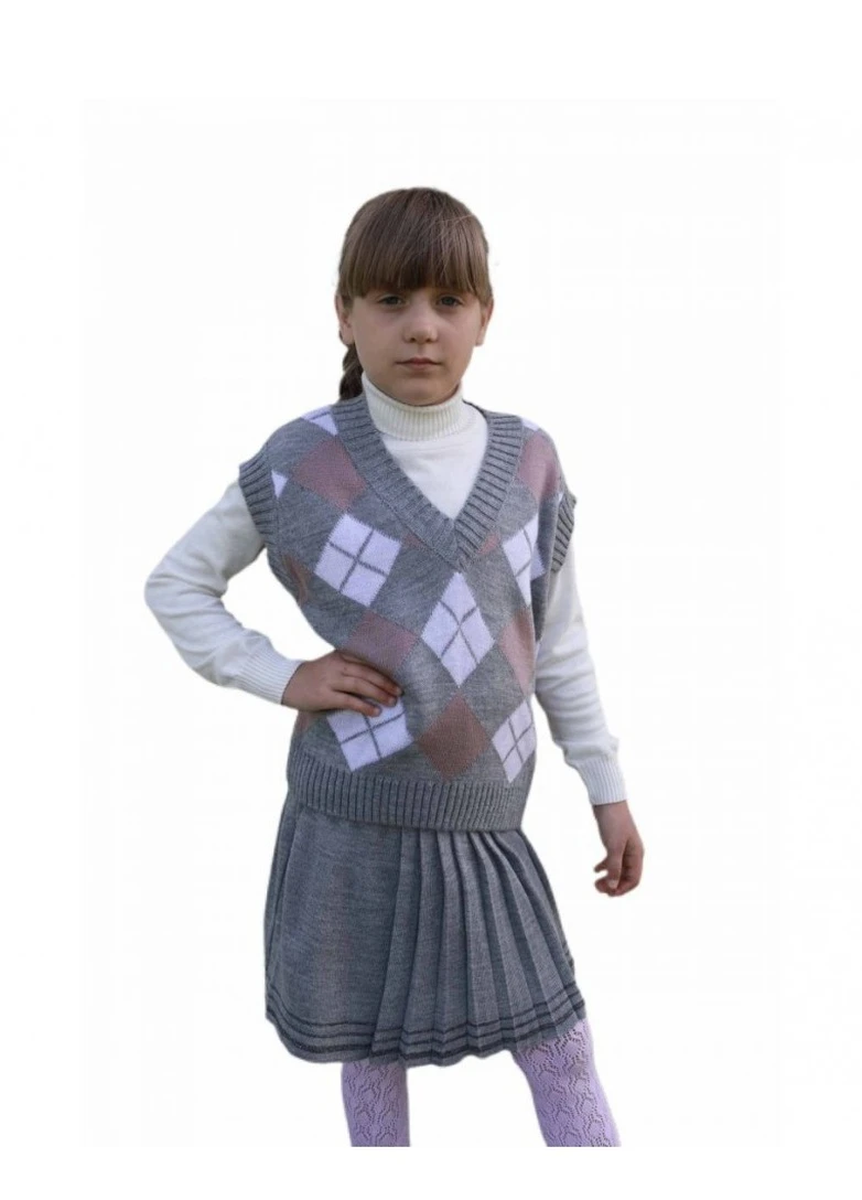 Жилетка для дівчинки Ромб сіра 116/122 Art Knit 026298 (257109784)