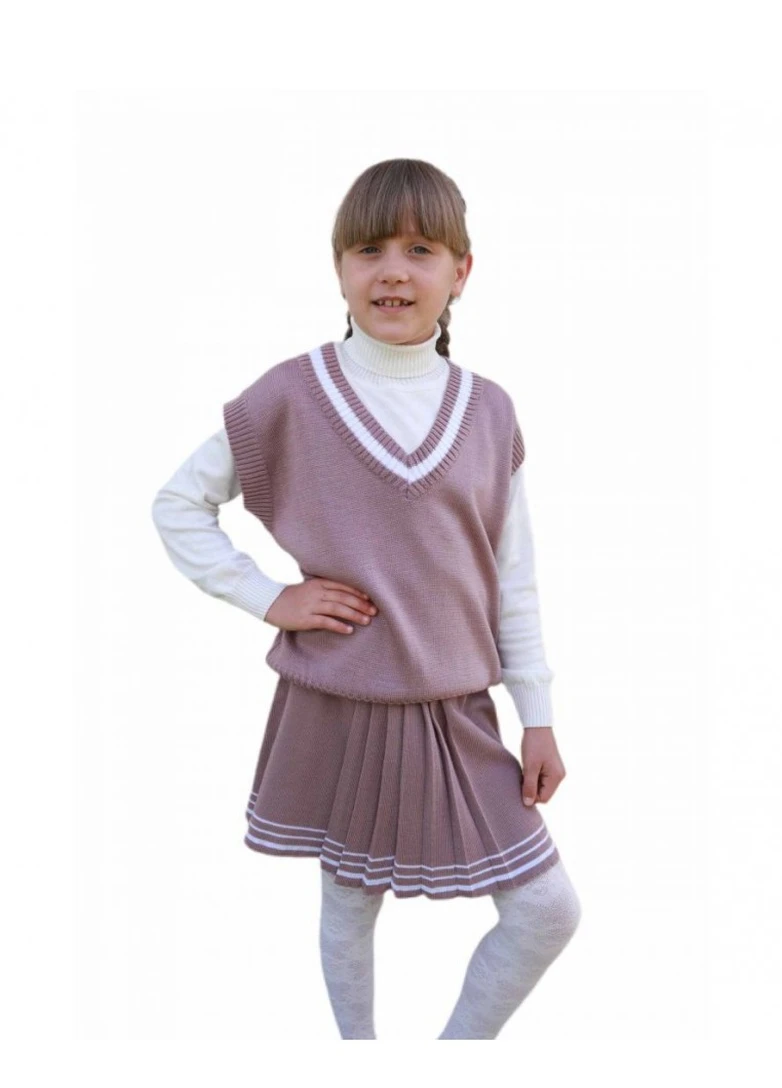 Жилетка для дівчинки рожева з білою смужкою 128/134 Art Knit 026275 (257109798)