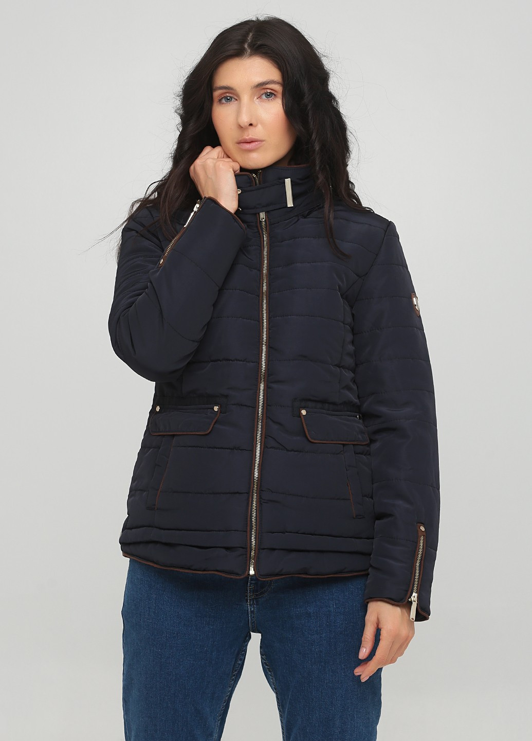 Темно-синяя демисезонная куртка Stradivarius