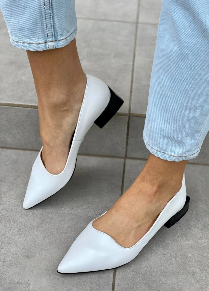 Жіночі балетки shoesband Brand | білі однотонні без декору натуральна шкіра (257113717)