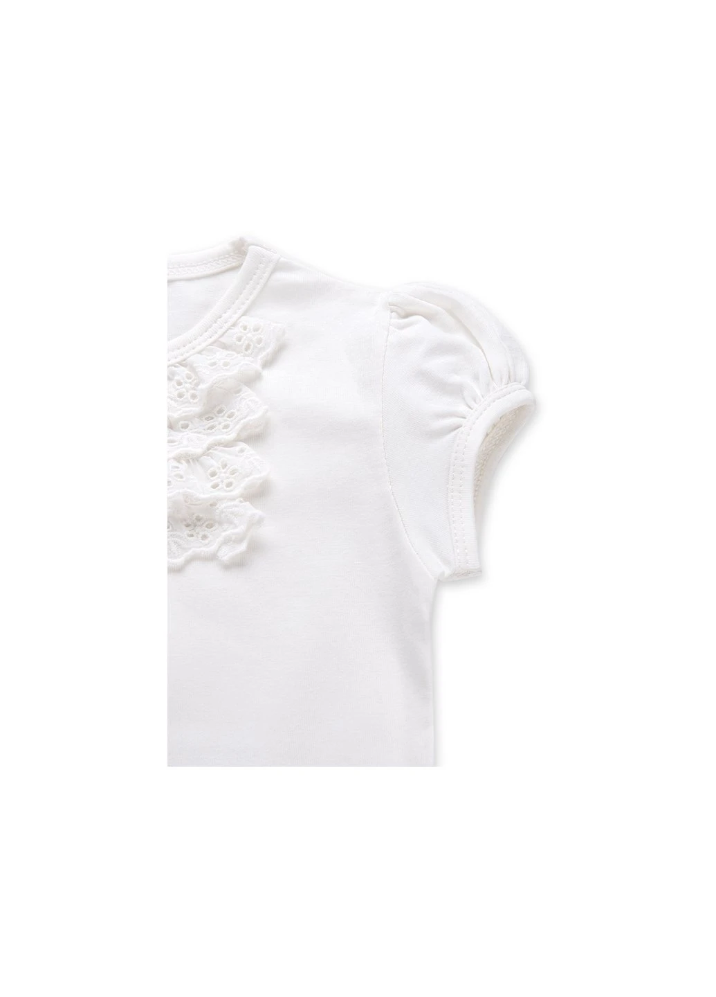 Комбінована футболка дитяча з мереживними рюшами (6640-98g-cream) Breeze