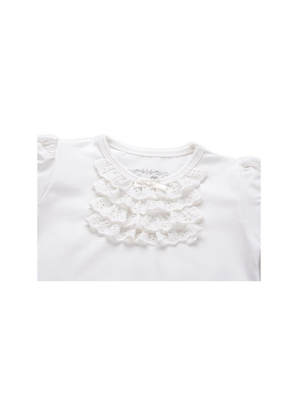 Комбінована футболка дитяча з мереживними рюшами (6640-98g-cream) Breeze