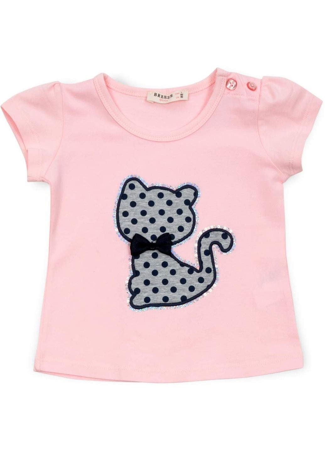 Комбинированная футболка детская с котиком и капри (13390-86g-pink) Breeze