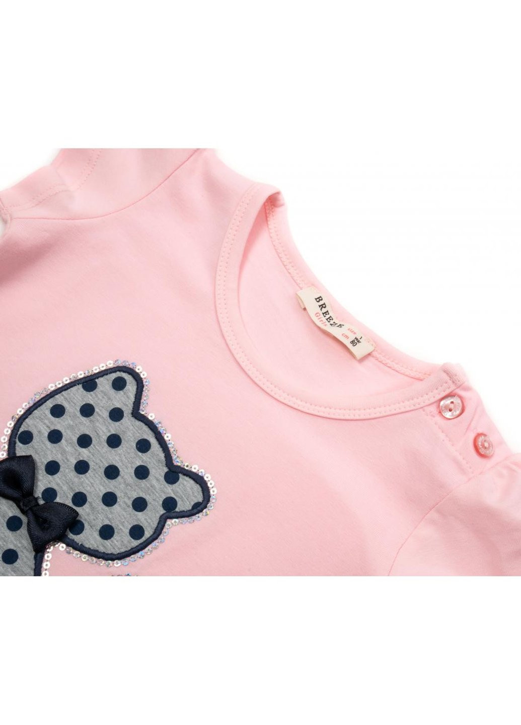 Комбинированная футболка детская с котиком и капри (13390-86g-pink) Breeze