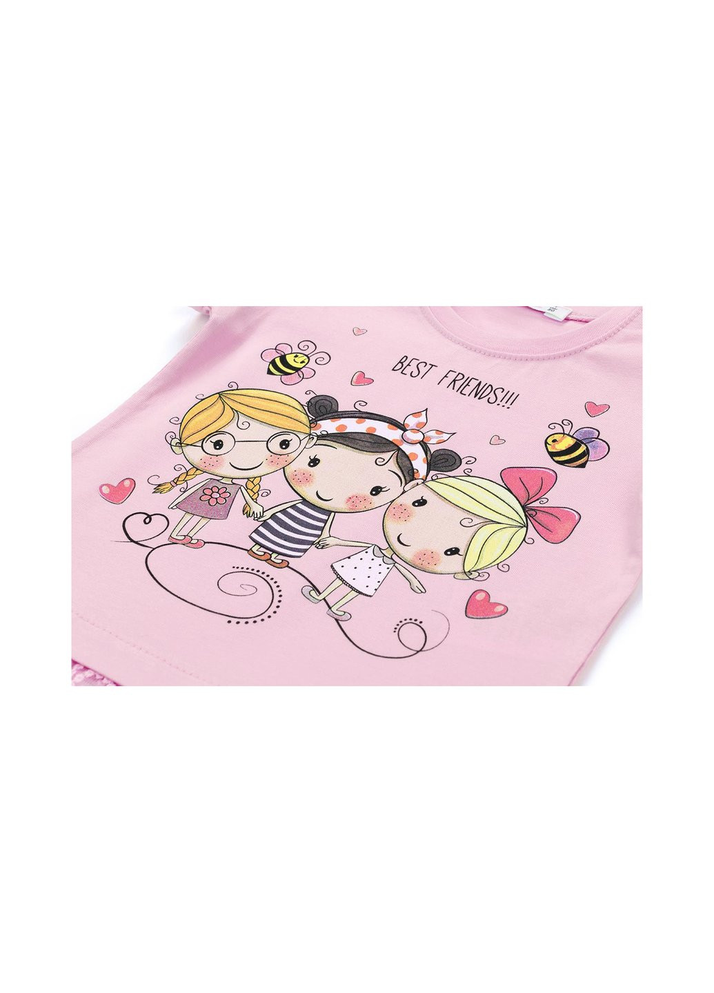 Комбинированная футболка детская "best frends" (11043-92g-pink) Breeze