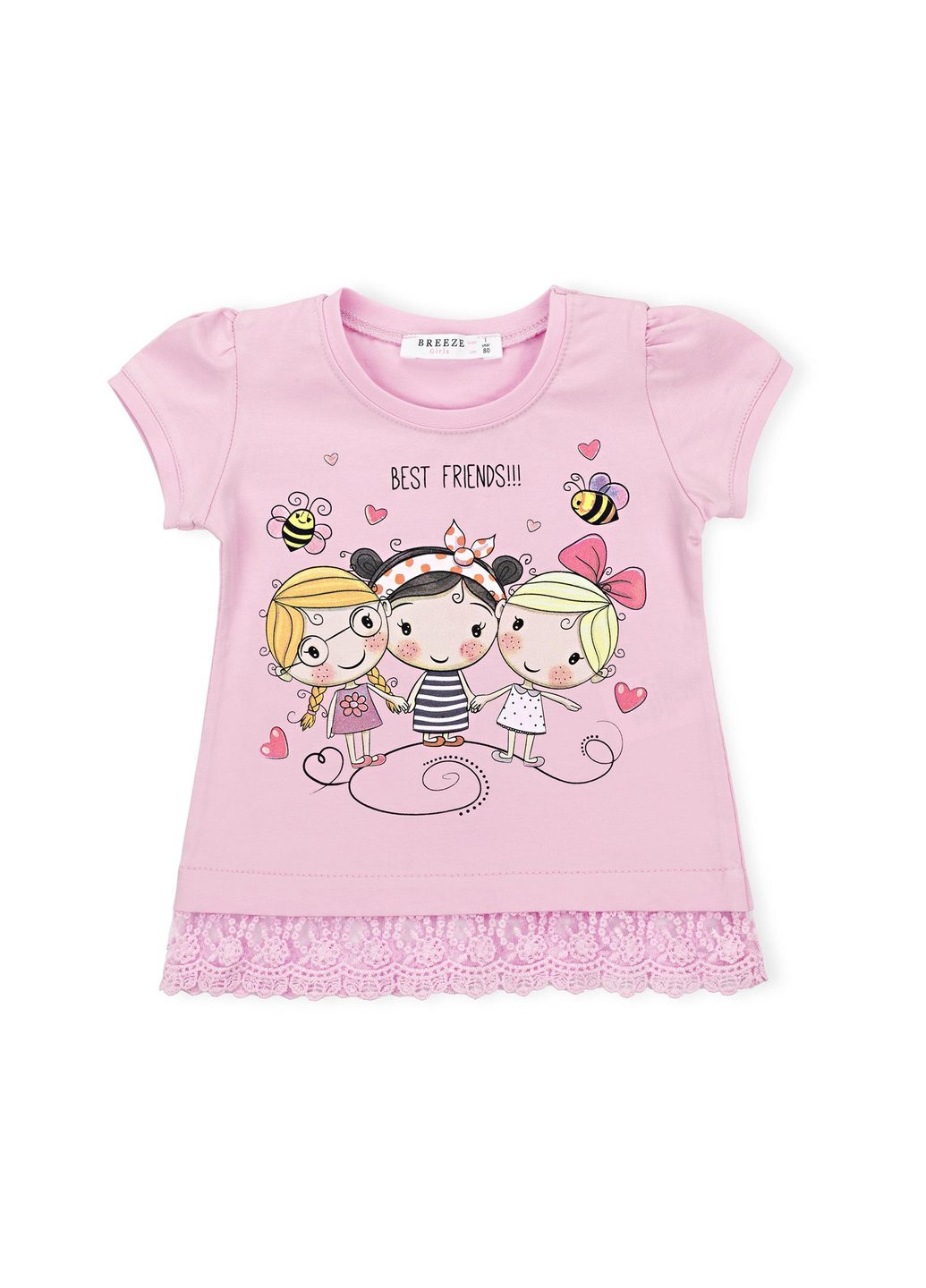 Комбінована футболка дитяча "best frends" (11043-92g-pink) Breeze
