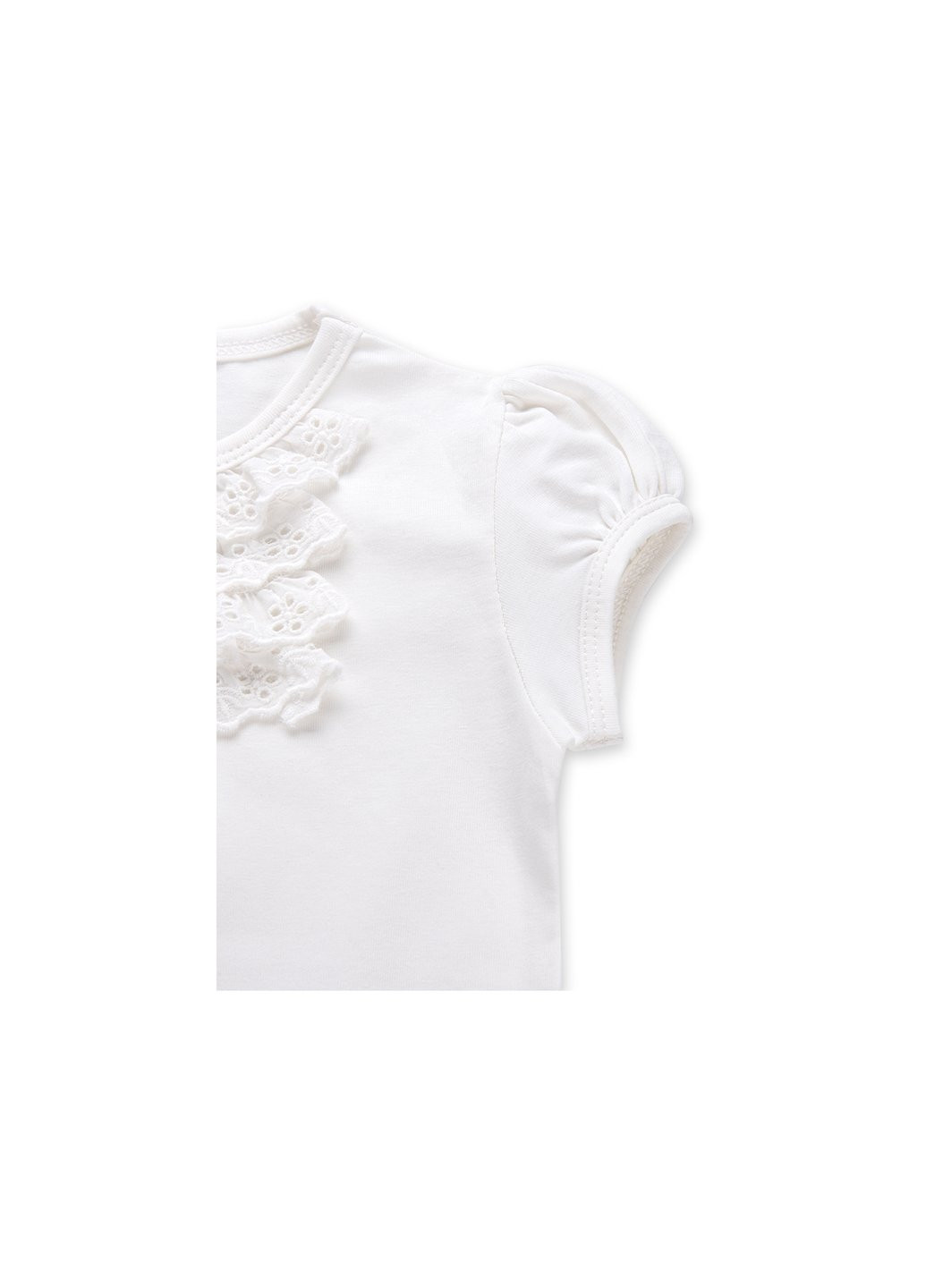 Комбинированная футболка детская с кружевными рюшами (6640-92g-cream) Breeze