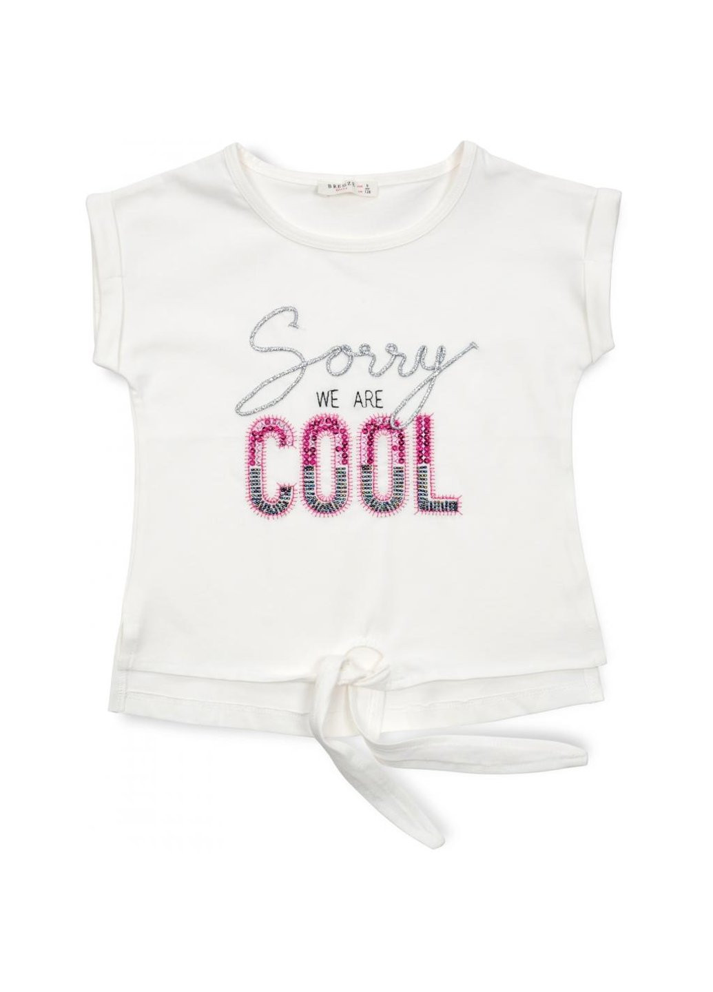 Комбинированная футболка детская "sorry we are cool" (14281-152g-cream) Breeze