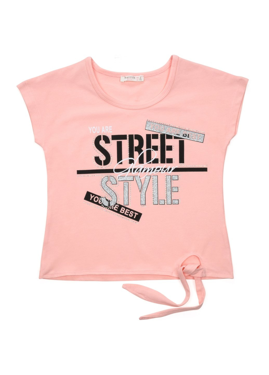 Комбинированная футболка детская "street style" (14309-128g-peach) Breeze
