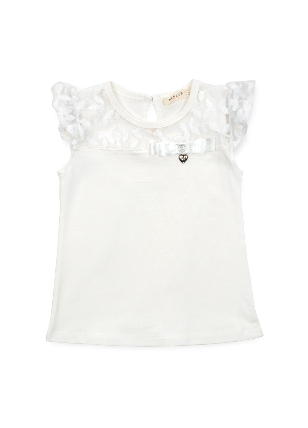Комбінована футболка дитяча з мереживом (12904-110g-cream) Breeze