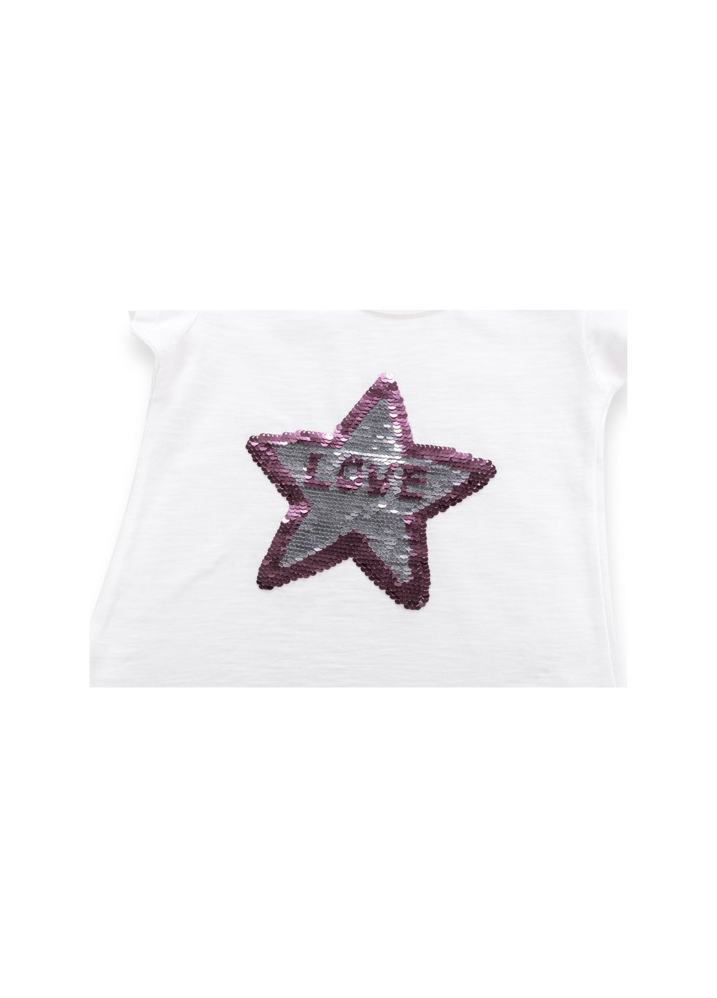 Комбинированная футболка детская со звездой из пайеток (8752-98g-beige) Breeze