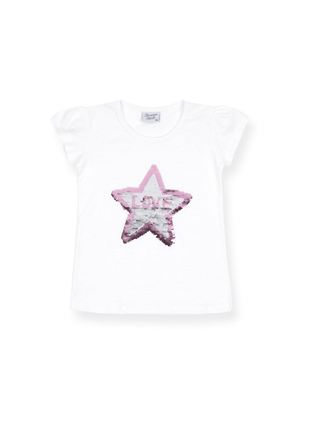 Комбинированная футболка детская со звездой из пайеток (8752-98g-beige) Breeze