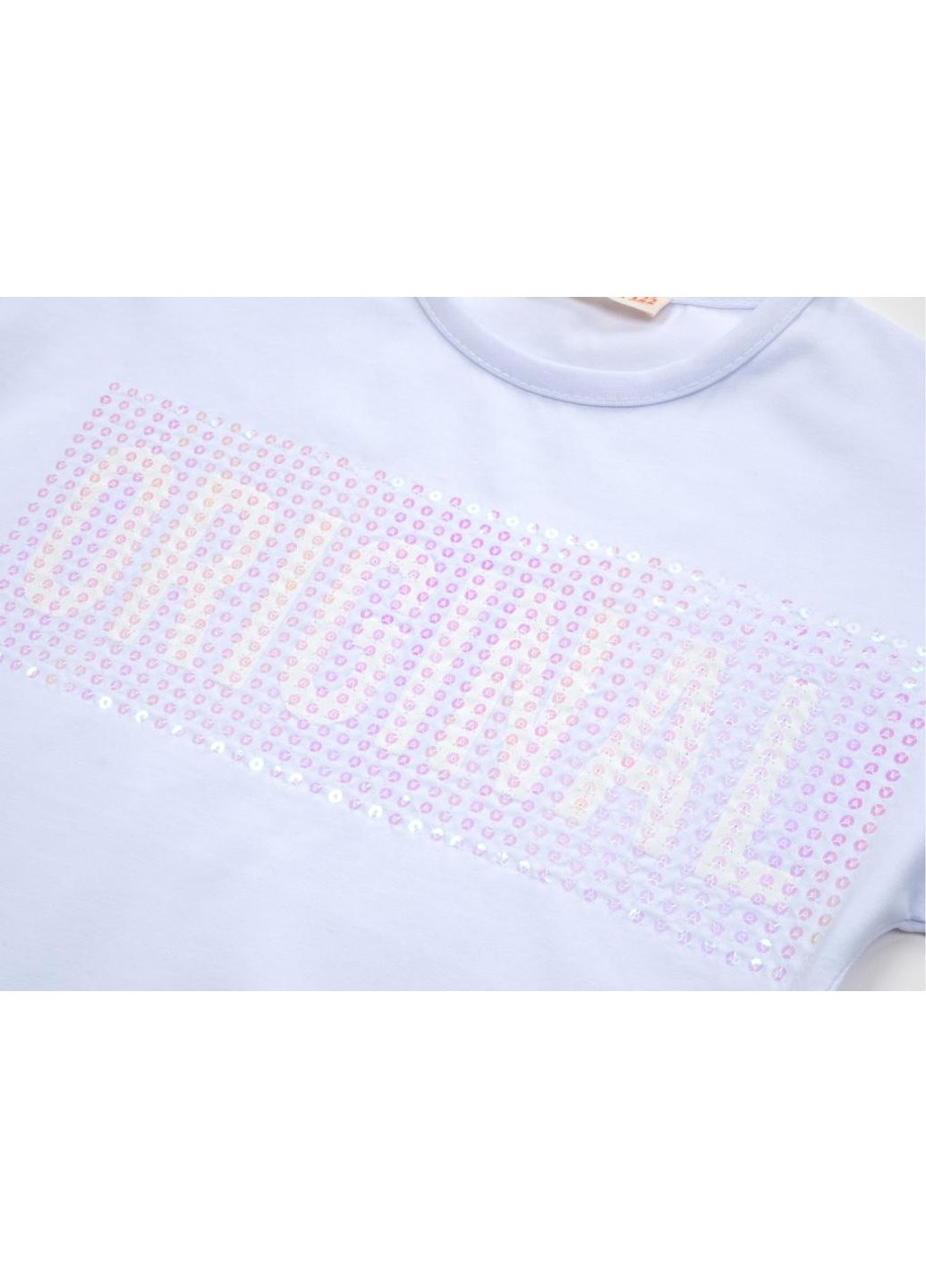 Комбінована футболка дитяча одяг з паєткою (3126-122g-white) Smile