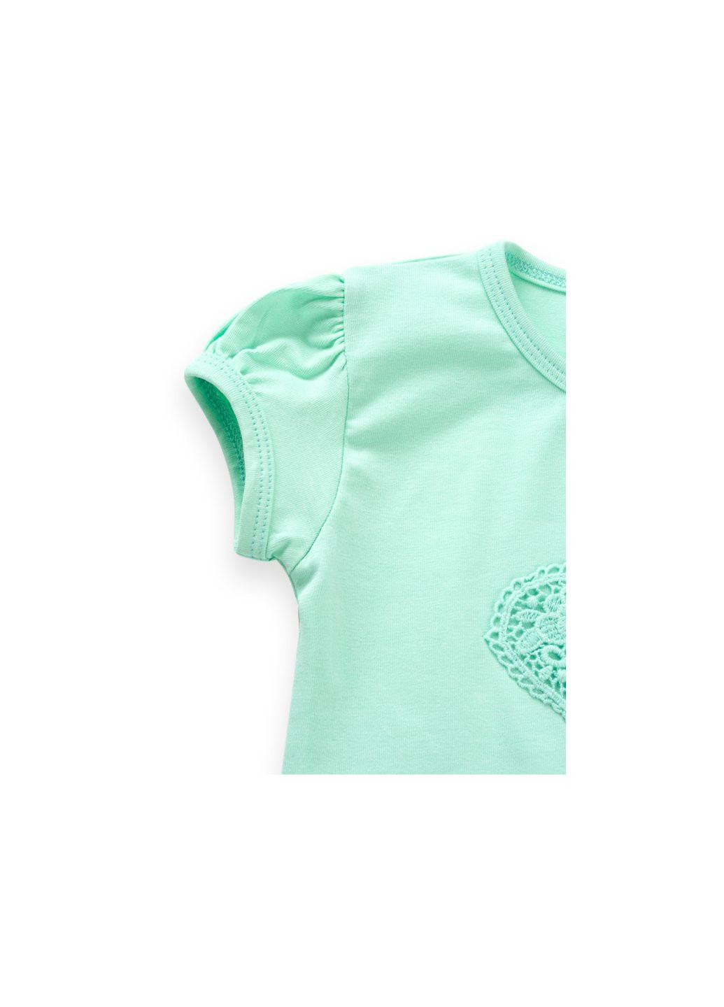 Комбінована футболка дитяча з серцем із мережив (7444-86g-mint) Breeze