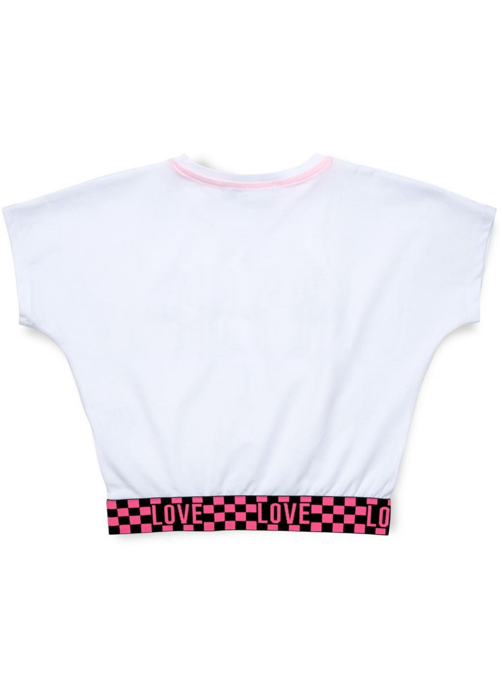 Комбинированная футболка детская укороченная (4114-146-white) A-yugi