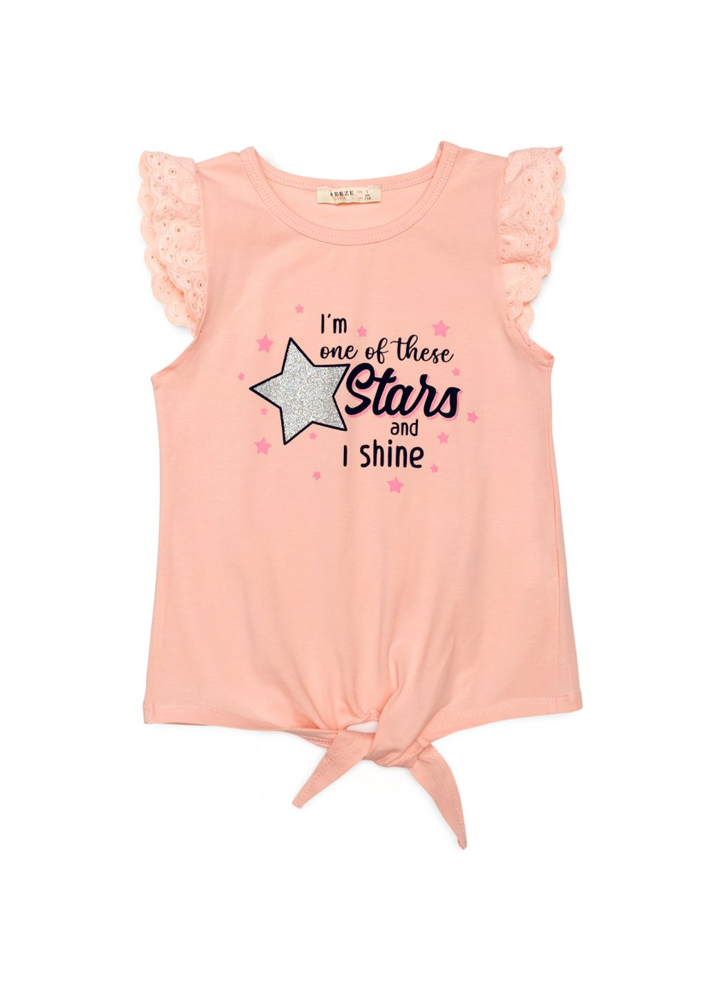 Комбинированная футболка детская со звездой (17109-140g-peach) Breeze