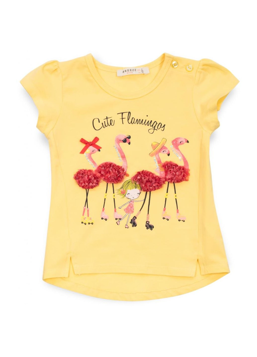 Комбінована футболка дитяча з фламінго та капрі (13490-104g-yellow) Breeze
