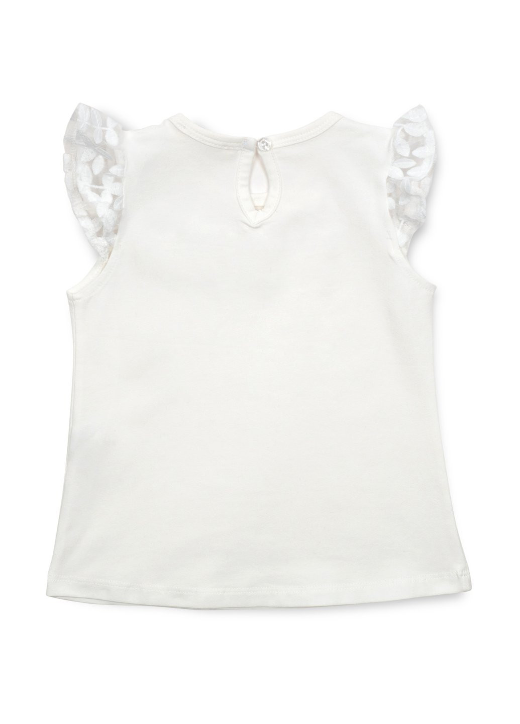 Комбинированная футболка детская с кружевом (12904-140g-cream) Breeze