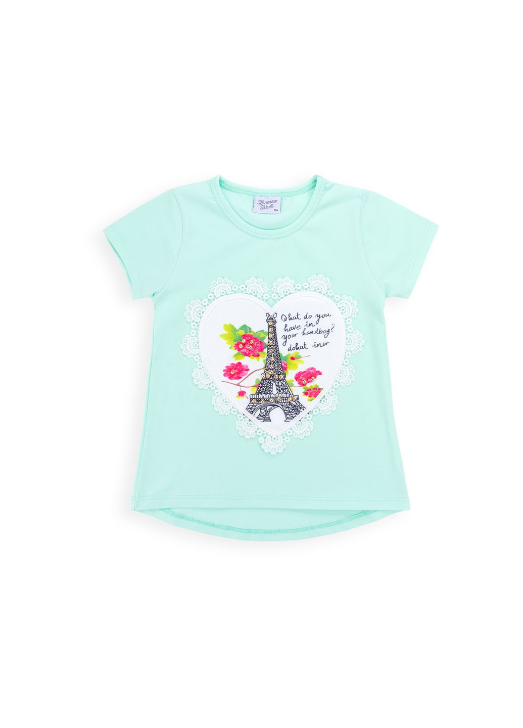 Комбинированная футболка детская с башней (8326-128g-mint) Breeze