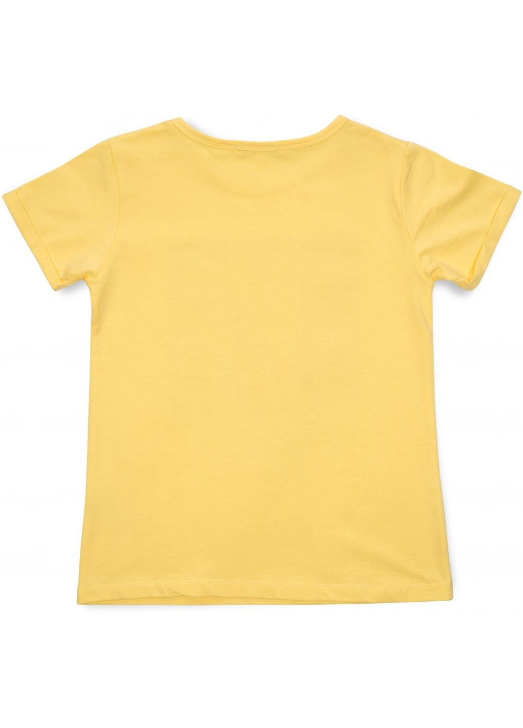 Комбинированная футболка детская с цветочками (15737-152g-yellow) Breeze