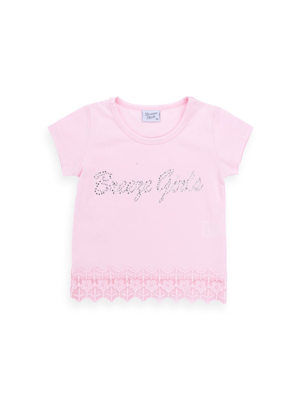 Комбінована футболка дитяча з мереживом (9001-98g-pink) Breeze
