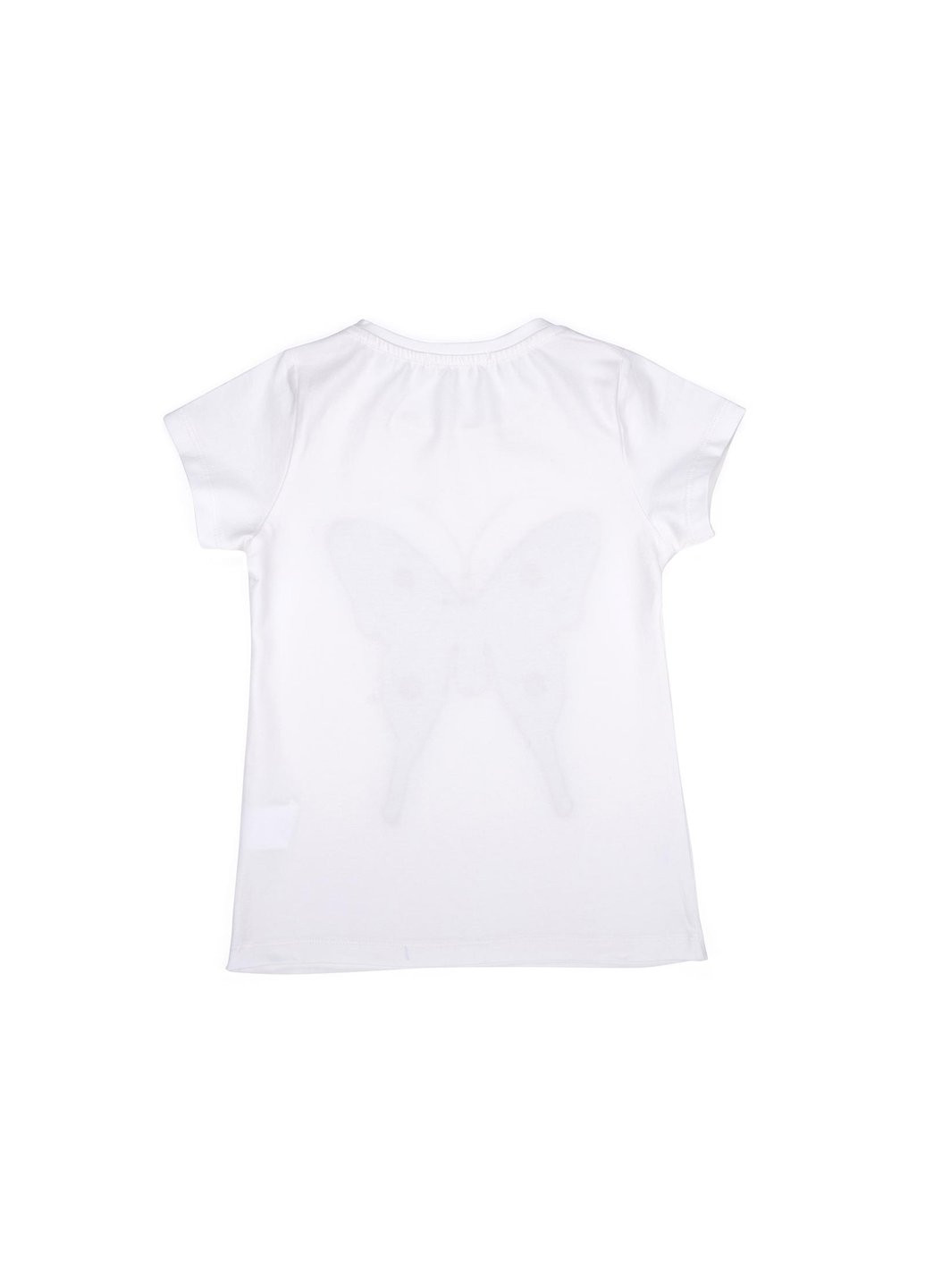 Комбинированная футболка детская с бабочкой из пайеток (11055-128g-cream) Breeze