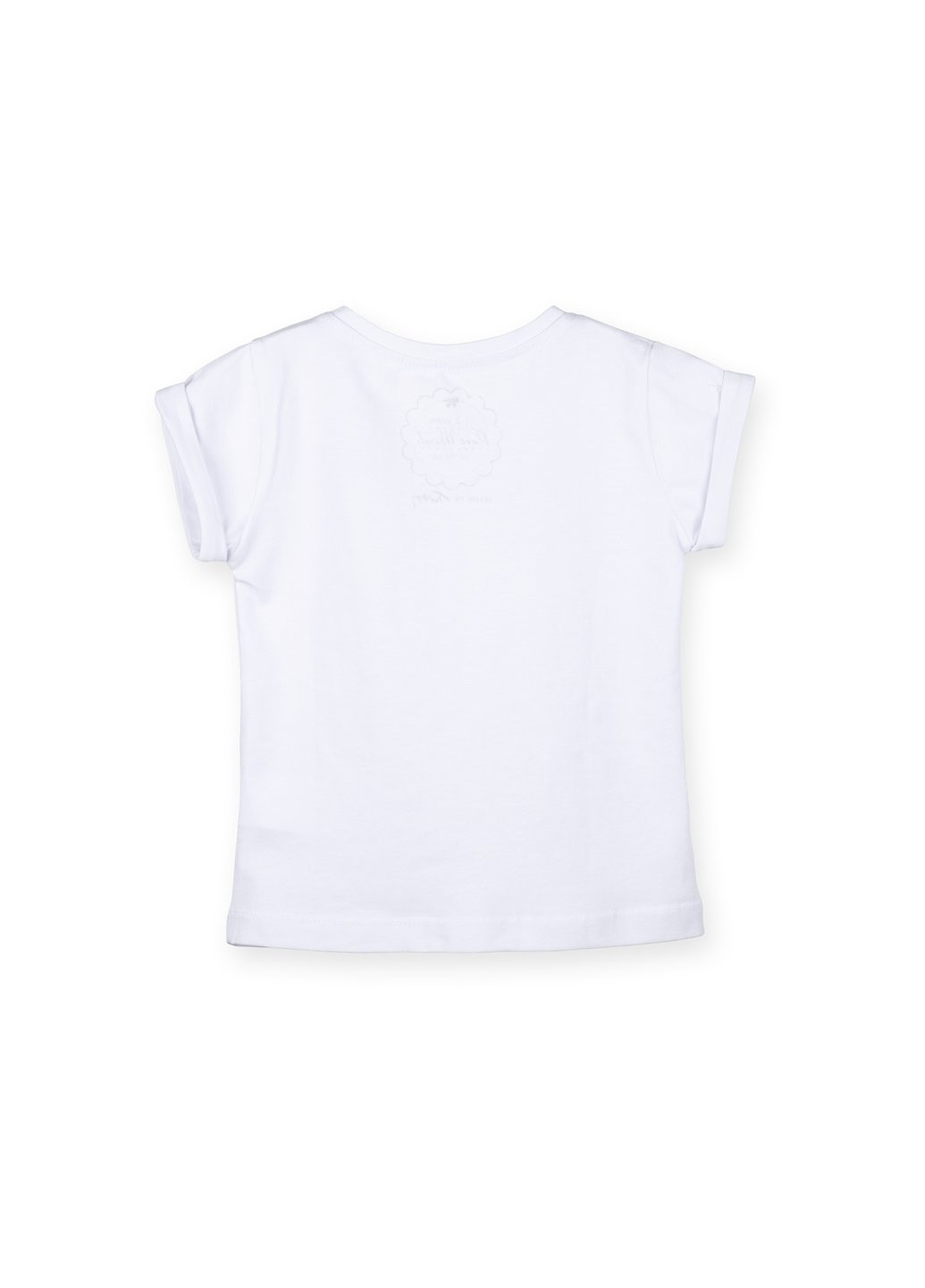 Комбинированная футболка детская с цветочками и бусинками (5699-104g-white) Haknur