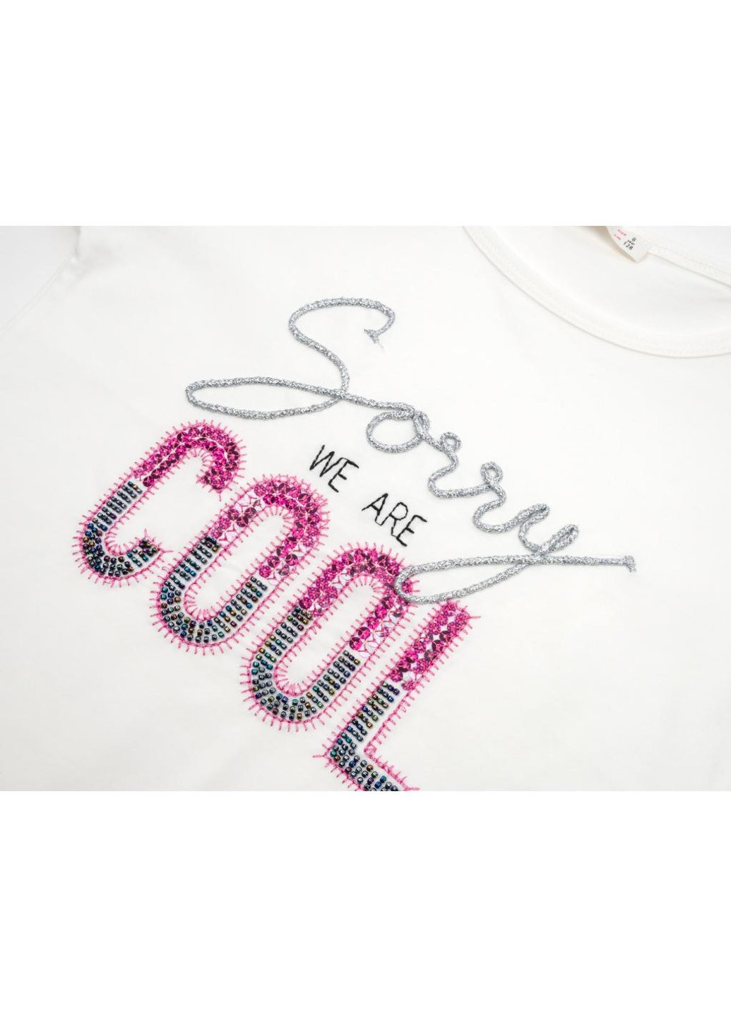 Комбинированная футболка детская "sorry we are cool" (14281-128g-cream) Breeze