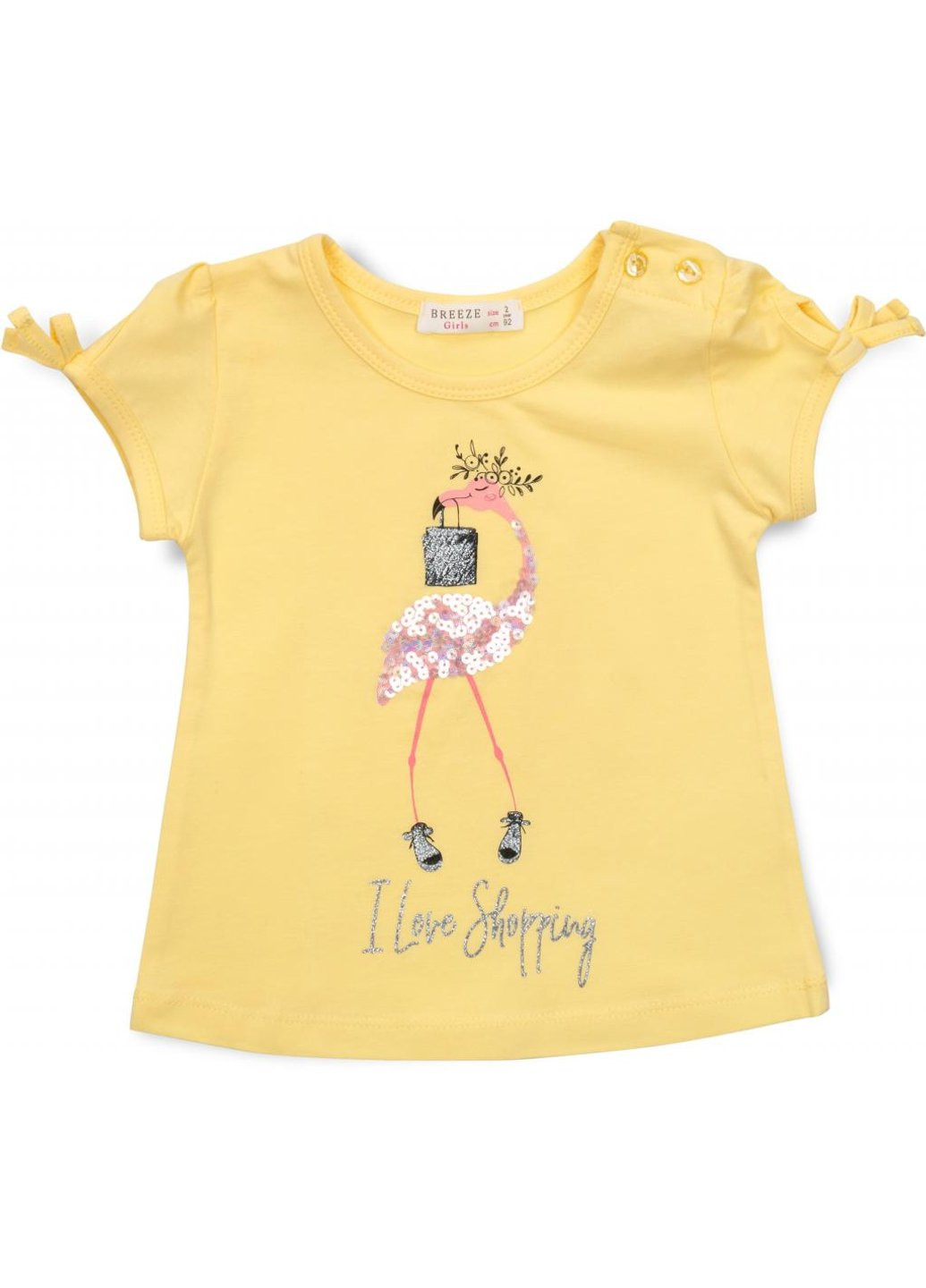 Комбинированная футболка детская с фламинго (15702-104g-yellow) Breeze
