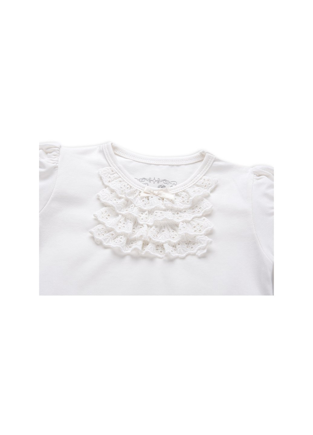 Комбинированная футболка детская с кружевными рюшами (6640-86g-cream) Breeze