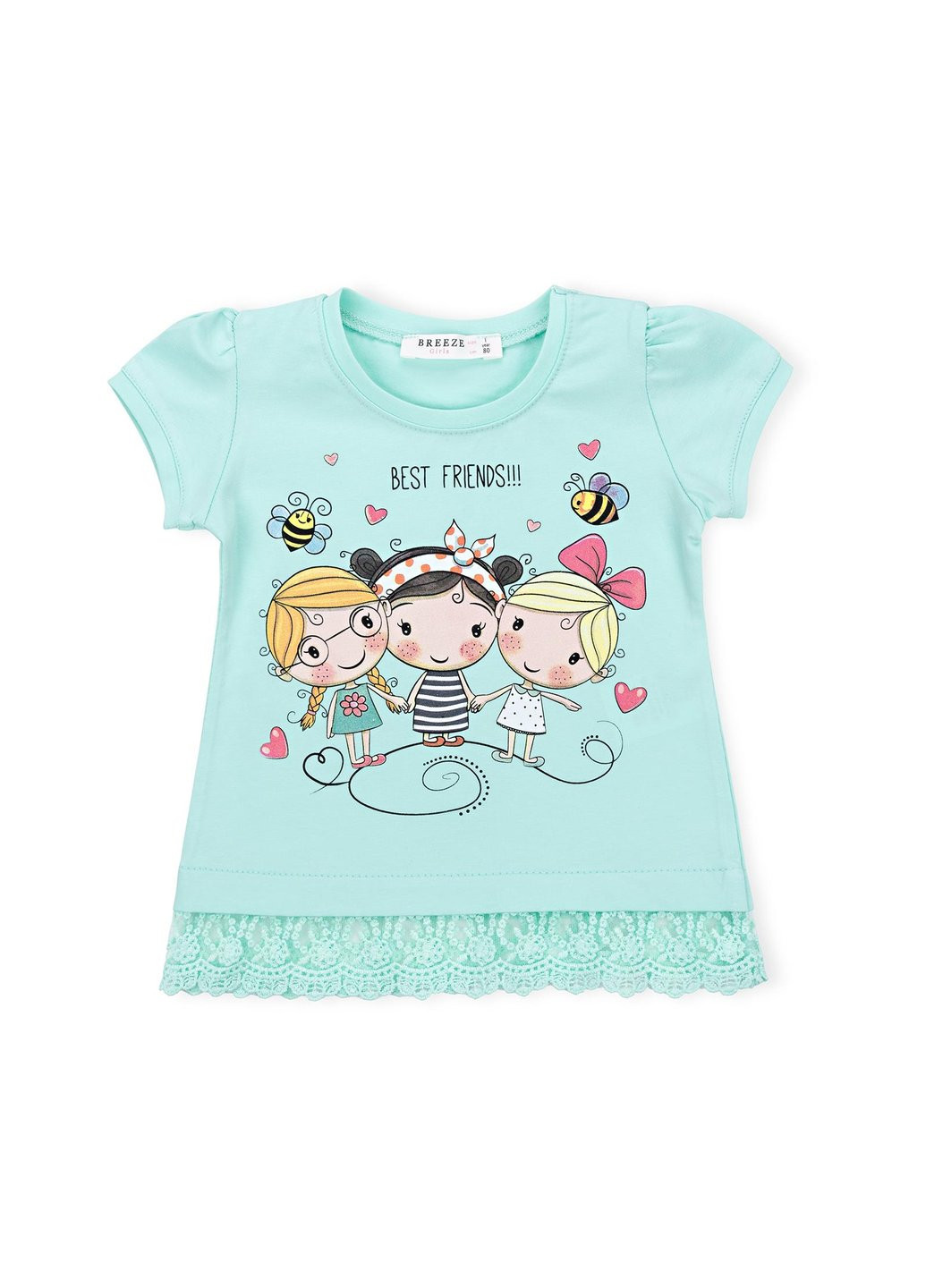 Комбинированная футболка детская "best frends" (11043-92g-green) Breeze