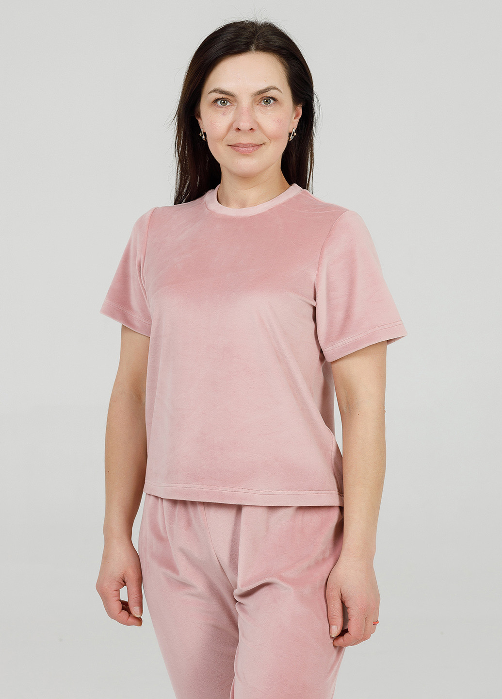 Рожева всесезон велюрова піжама (футболка+штани) розова футболка + штани SONTSVIT